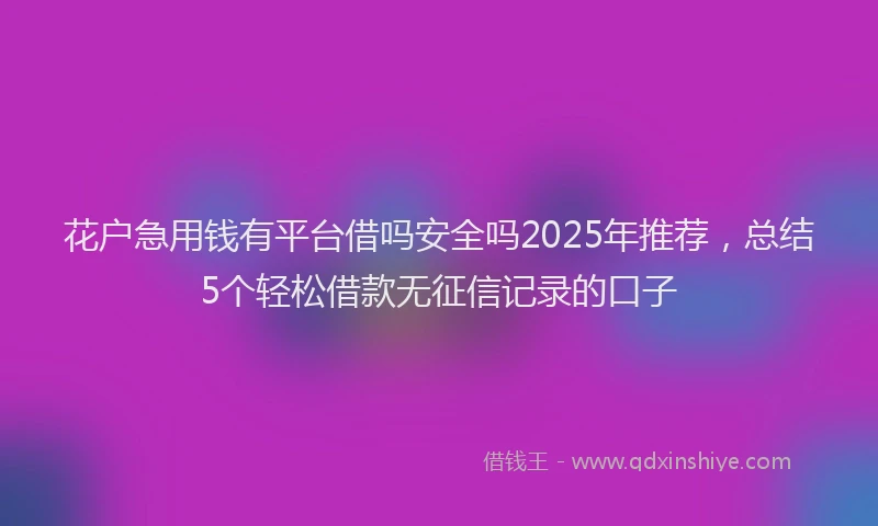 花户急用钱有平台借吗安全吗2025年推荐，总结5个轻松借款无征信记录的口子
