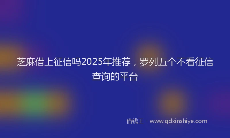 芝麻借上征信吗2025年推荐，罗列五个不看征信查询的平台