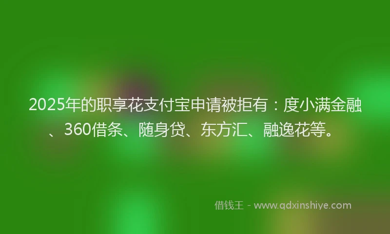 2025年的职享花支付宝申请被拒有：度小满金融、360借条、随身贷、东方汇、融逸花等。
