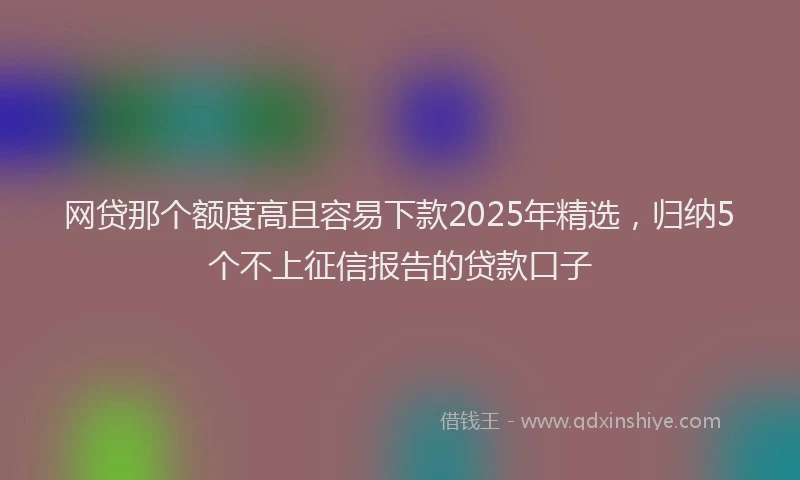 网贷那个额度高且容易下款2025年精选，归纳5个不上征信报告的贷款口子