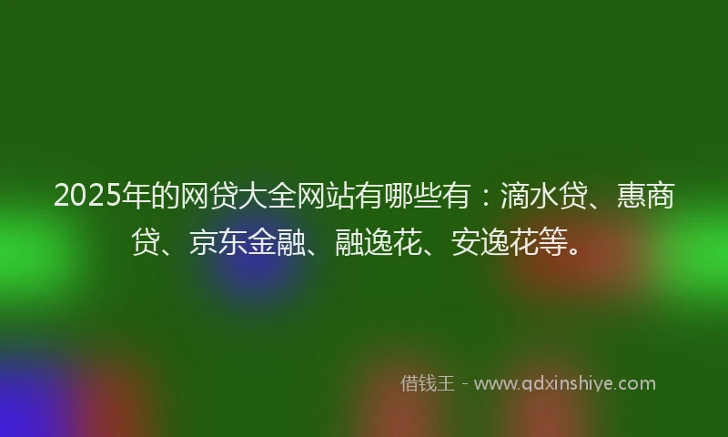 2025年的网贷大全网站有哪些有：滴水贷、惠商贷、京东金融、融逸花、安逸花等。