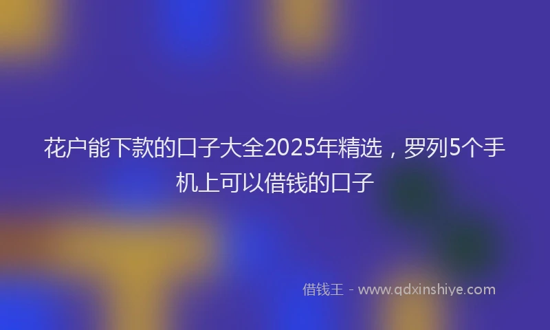 花户能下款的口子大全2025年精选，罗列5个手机上可以借钱的口子