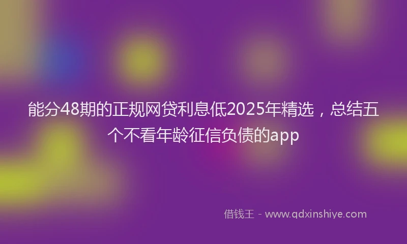 能分48期的正规网贷利息低2025年精选，总结五个不看年龄征信负债的app