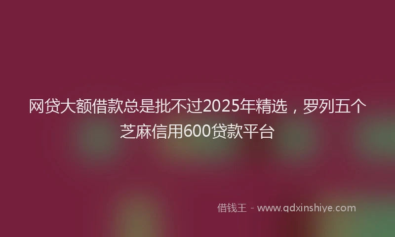 网贷大额借款总是批不过2025年精选，罗列五个芝麻信用600贷款平台