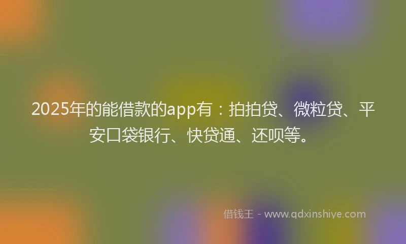 2025年的能借款的app有：拍拍贷、微粒贷、平安口袋银行、快贷通、还呗等。