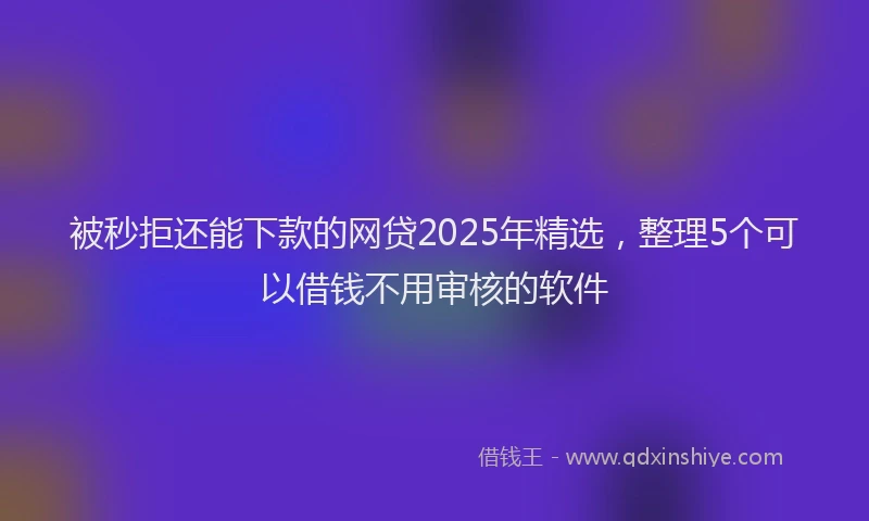 被秒拒还能下款的网贷2025年精选，整理5个可以借钱不用审核的软件