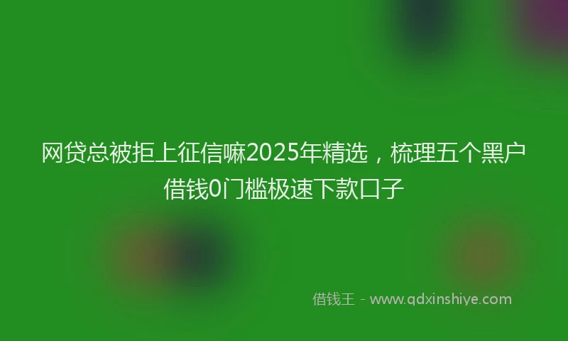网贷总被拒上征信嘛2025年精选，梳理五个黑户借钱0门槛极速下款口子