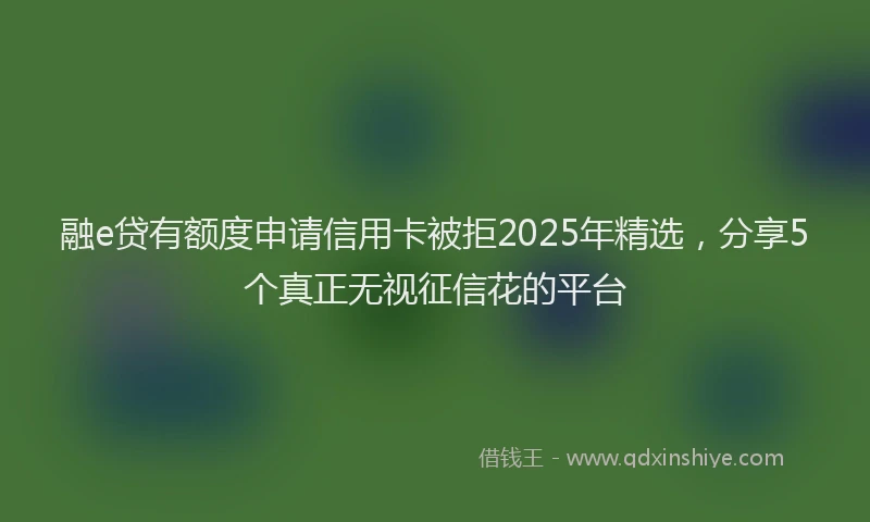 融e贷有额度申请信用卡被拒2025年精选，分享5个真正无视征信花的平台