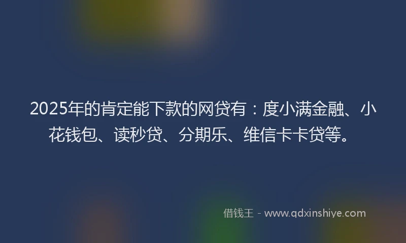 2025年的肯定能下款的网贷有：度小满金融、小花钱包、读秒贷、分期乐、维信卡卡贷等。