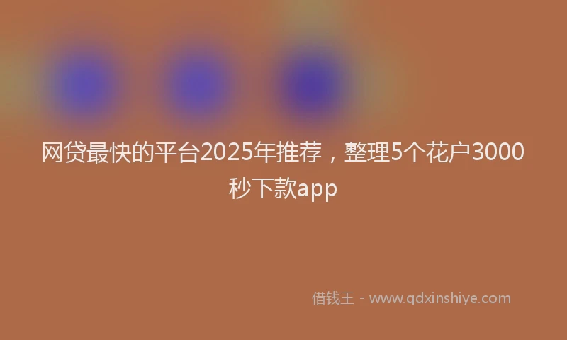 网贷最快的平台2025年推荐，整理5个花户3000秒下款app