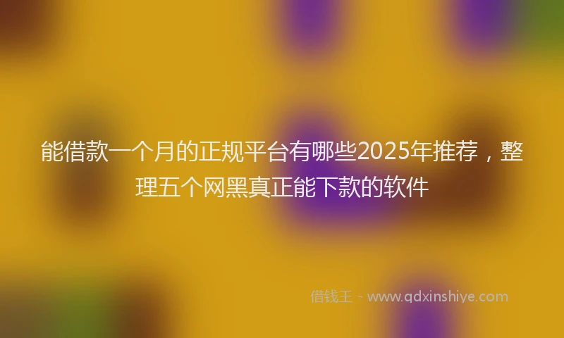 能借款一个月的正规平台有哪些2025年推荐，整理五个网黑真正能下款的软件