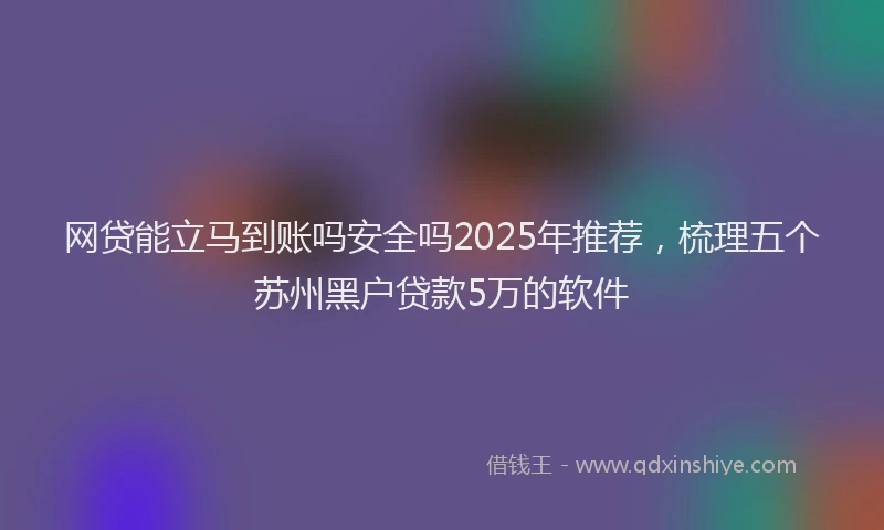 网贷能立马到账吗安全吗2025年推荐，梳理五个苏州黑户贷款5万的软件