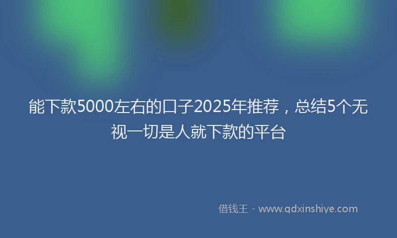 能下款5000左右的口子2025年推荐，总结5个无视一切是人就下款的平台