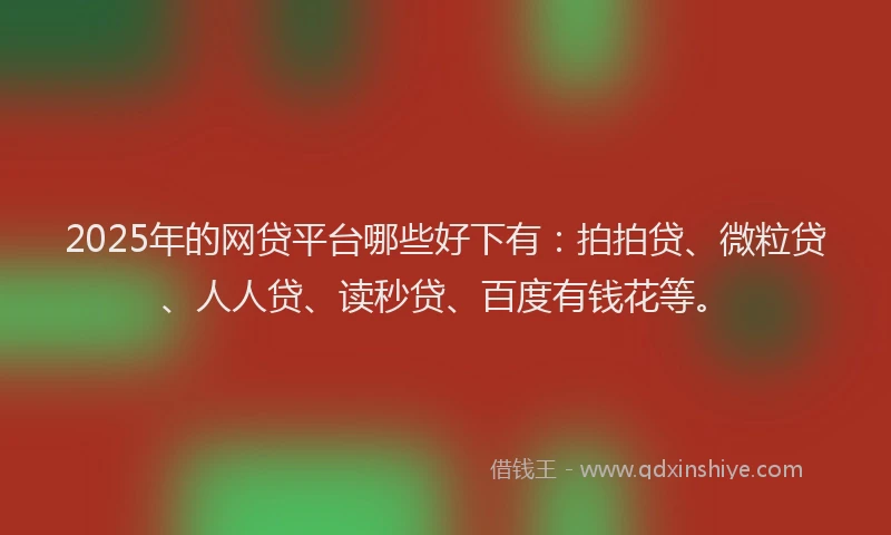 2025年的网贷平台哪些好下有：拍拍贷、微粒贷、人人贷、读秒贷、百度有钱花等。