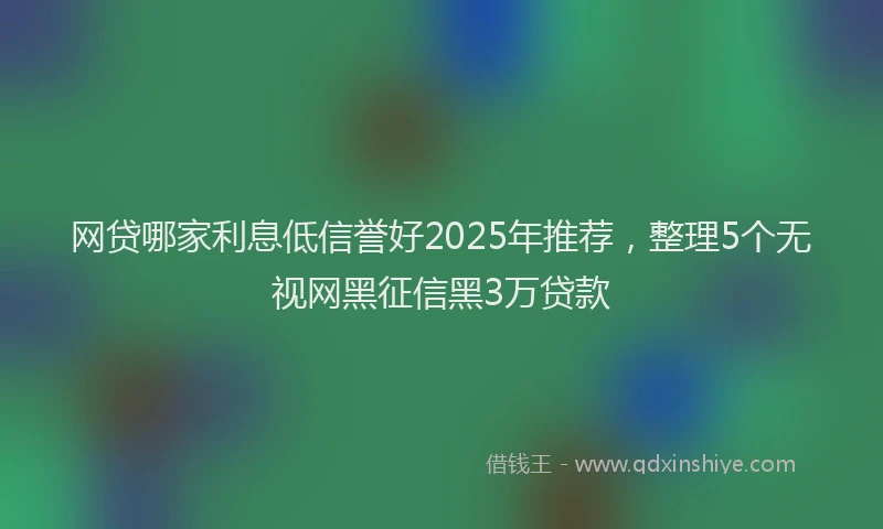 网贷哪家利息低信誉好2025年推荐，整理5个无视网黑征信黑3万贷款