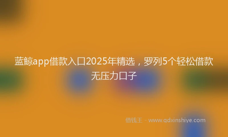 蓝鲸app借款入口2025年精选，罗列5个轻松借款无压力口子