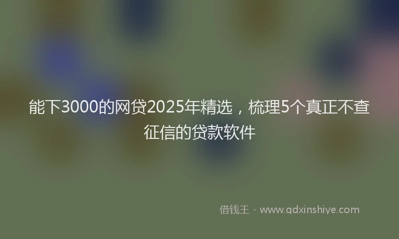 能下3000的网贷2025年精选，梳理5个真正不查征信的贷款软件