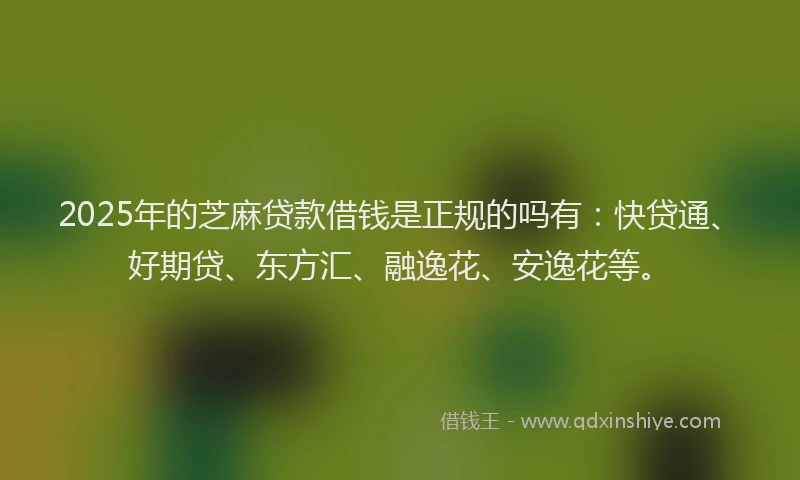 2025年的芝麻贷款借钱是正规的吗有：快贷通、好期贷、东方汇、融逸花、安逸花等。