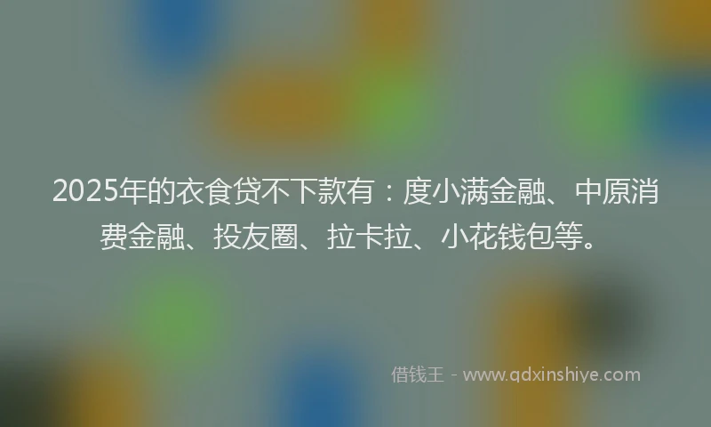 2025年的衣食贷不下款有：度小满金融、中原消费金融、投友圈、拉卡拉、小花钱包等。