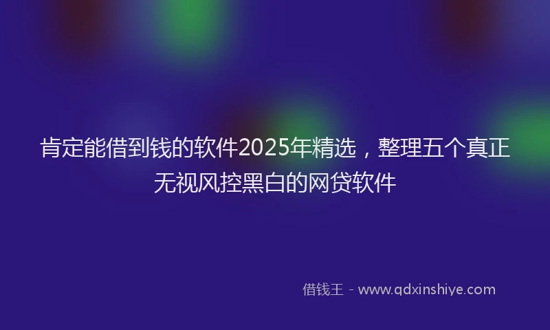 肯定能借到钱的软件2025年精选，整理五个真正无视风控黑白的网贷软件