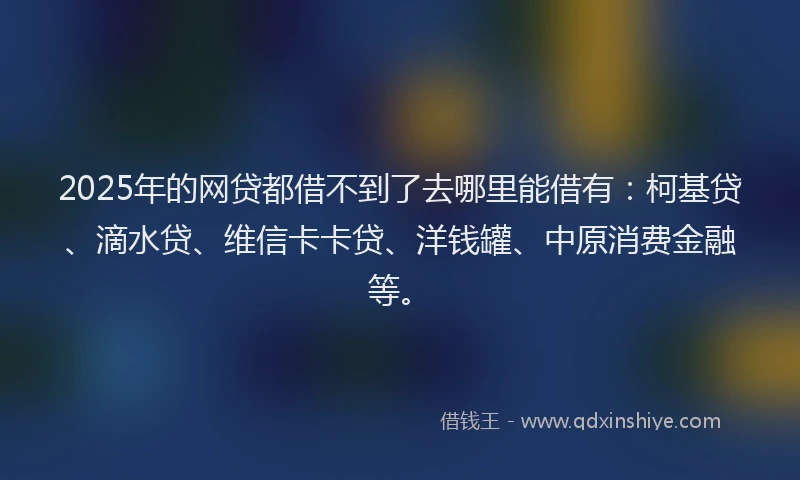 2025年的网贷都借不到了去哪里能借有：柯基贷、滴水贷、维信卡卡贷、洋钱罐、中原消费金融等。