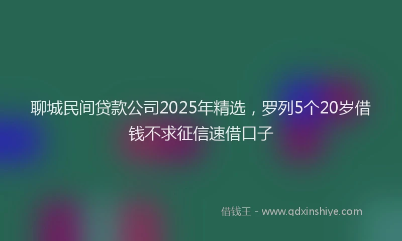 聊城民间贷款公司2025年精选，罗列5个20岁借钱不求征信速借口子