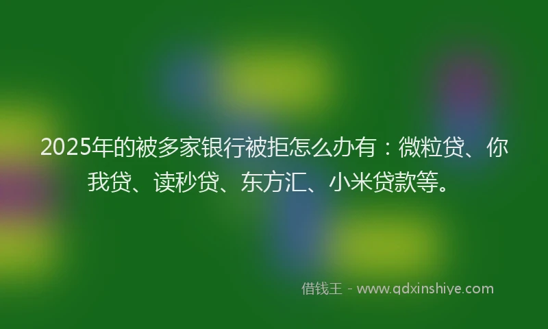 2025年的被多家银行被拒怎么办有:微粒贷、你我贷、读秒贷、东方汇、小米贷款等。