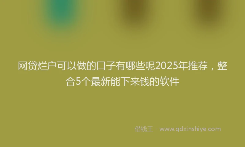 网贷烂户可以做的口子有哪些呢2025年推荐，整合5个最新能下来钱的软件