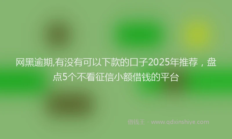 网黑逾期,有没有可以下款的口子2025年推荐，盘点5个不看征信小额借钱的平台