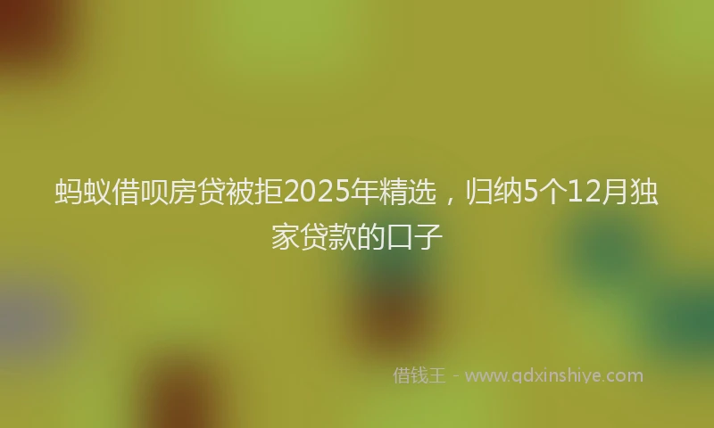 蚂蚁借呗房贷被拒2025年精选，归纳5个12月独家贷款的口子