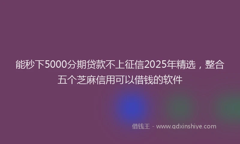 能秒下5000分期贷款不上征信2025年精选，整合五个芝麻信用可以借钱的软件