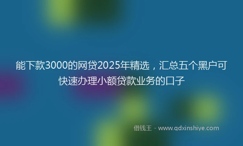能下款3000的网贷2025年精选，汇总五个黑户可快速办理小额贷款业务的口子