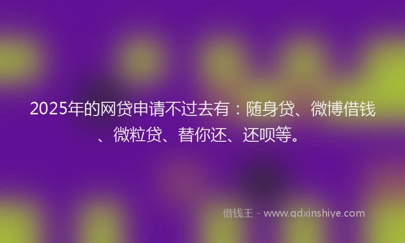 2025年的网贷申请不过去有：随身贷、微博借钱、微粒贷、替你还、还呗等。