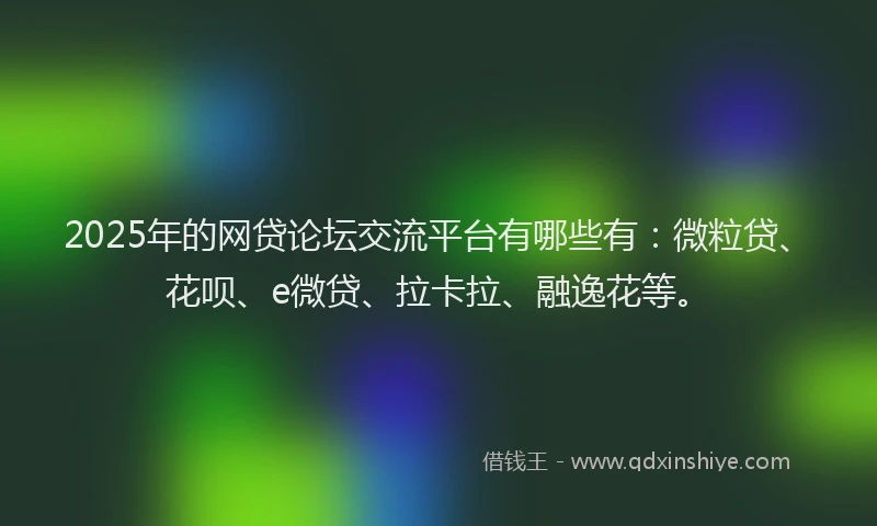 2025年的网贷论坛交流平台有哪些有：微粒贷、花呗、e微贷、拉卡拉、融逸花等。
