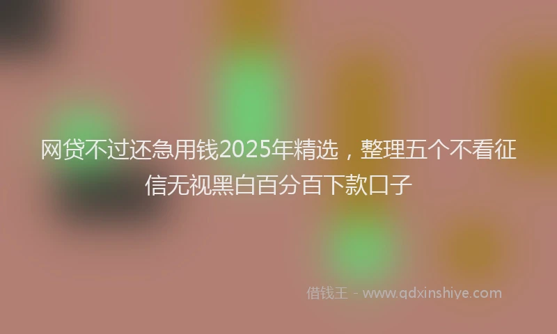 网贷不过还急用钱2025年精选，整理五个不看征信无视黑白百分百下款口子