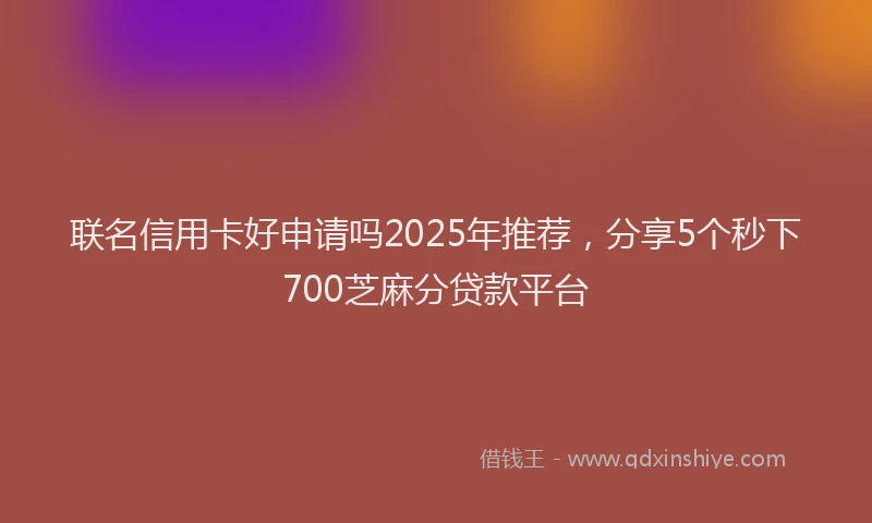 联名信用卡好申请吗2025年推荐，分享5个秒下700芝麻分贷款平台