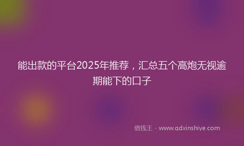 能出款的平台2025年推荐，汇总五个高炮无视逾期能下的口子