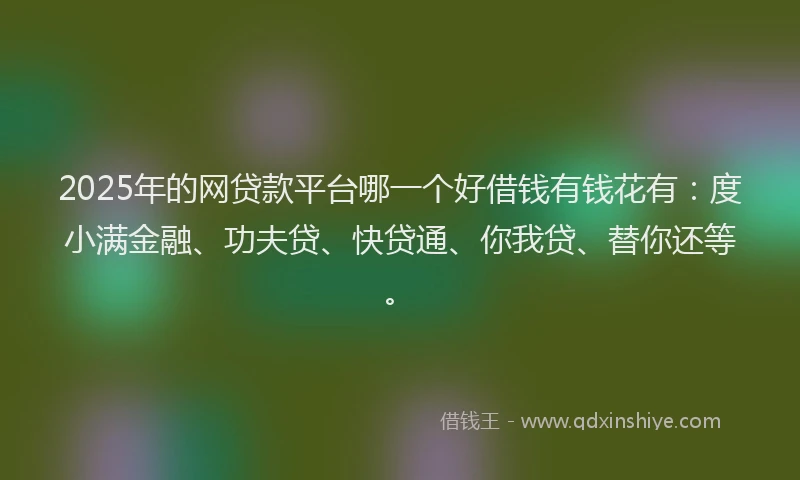 2025年的网贷款平台哪一个好借钱有钱花有：度小满金融、功夫贷、快贷通、你我贷、替你还等。