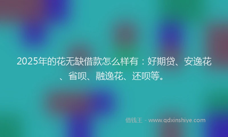 2025年的花无缺借款怎么样有：好期贷、安逸花、省呗、融逸花、还呗等。