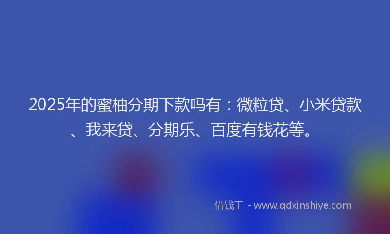 2025年的蜜柚分期下款吗有：微粒贷、小米贷款、我来贷、分期乐、百度有钱花等。