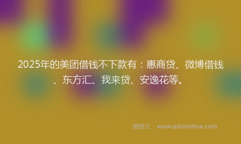 2025年的美团借钱不下款有：惠商贷、微博借钱、东方汇、我来贷、安逸花等。
