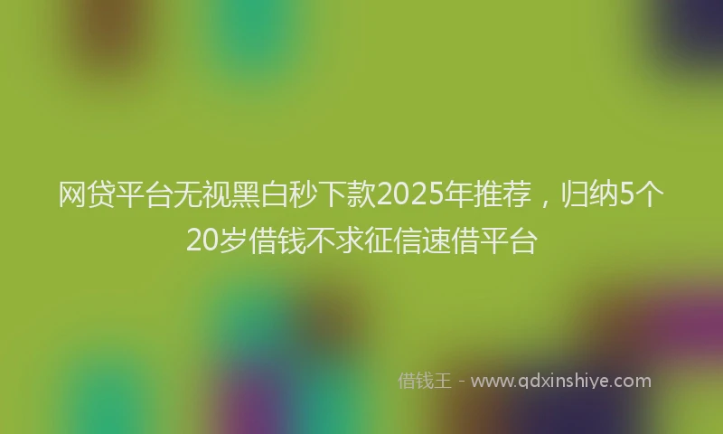 网贷平台无视黑白秒下款2025年推荐，归纳5个20岁借钱不求征信速借平台