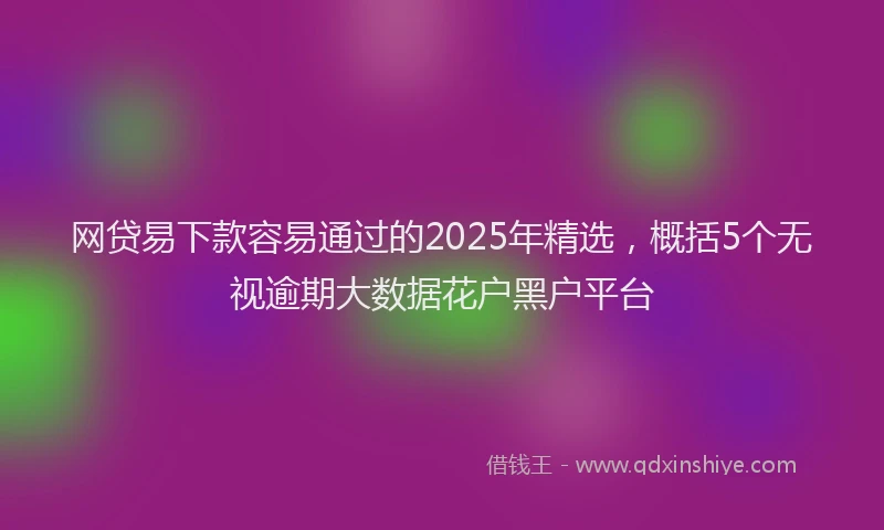 网贷易下款容易通过的2025年精选，概括5个无视逾期大数据花户黑户平台