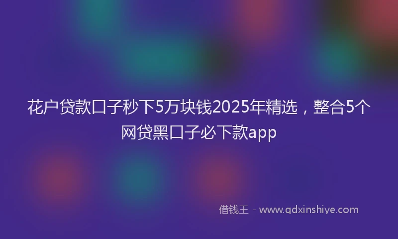 花户贷款口子秒下5万块钱2025年精选，整合5个网贷黑口子必下款app
