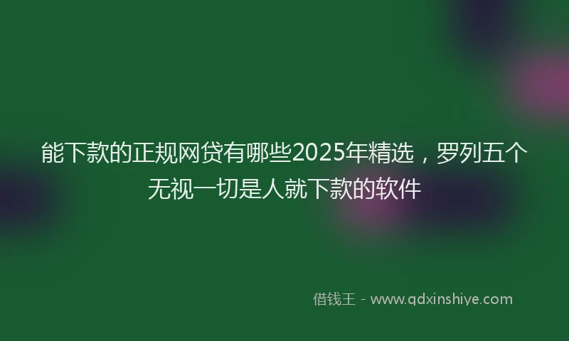 能下款的正规网贷有哪些2025年精选，罗列五个无视一切是人就下款的软件
