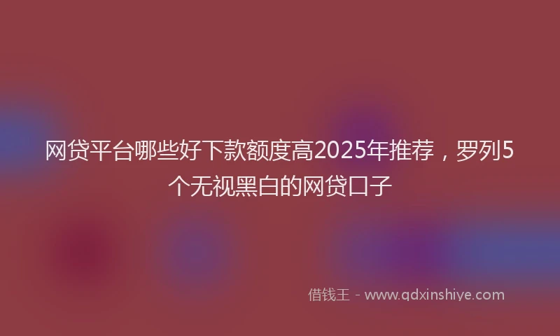 网贷平台哪些好下款额度高2025年推荐，罗列5个无视黑白的网贷口子