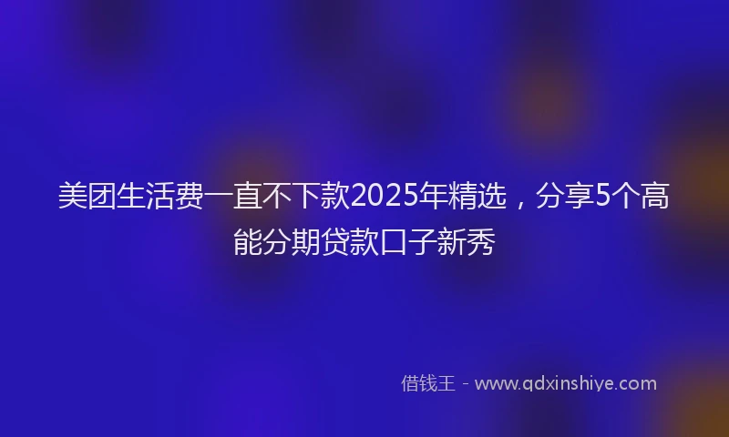 美团生活费一直不下款2025年精选，分享5个高能分期贷款口子新秀