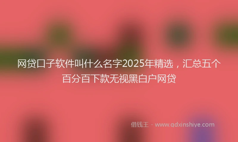 网贷口子软件叫什么名字2025年精选，汇总五个百分百下款无视黑白户网贷
