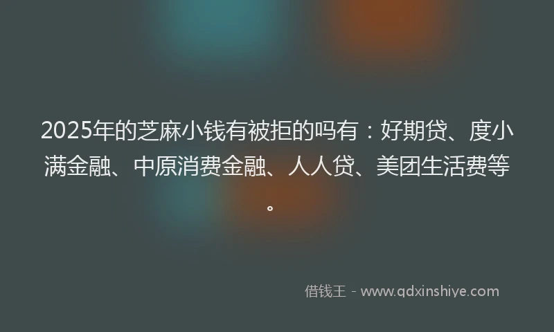 2025年的芝麻小钱有被拒的吗有：好期贷、度小满金融、中原消费金融、人人贷、美团生活费等。