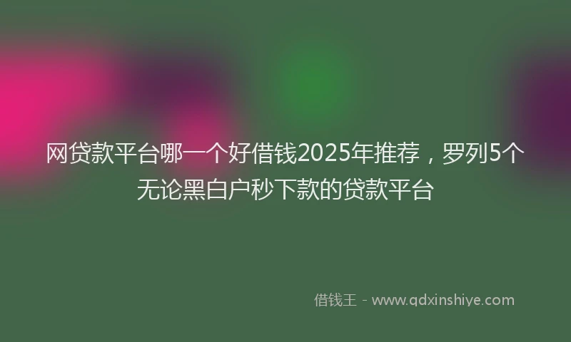 网贷款平台哪一个好借钱2025年推荐，罗列5个无论黑白户秒下款的贷款平台